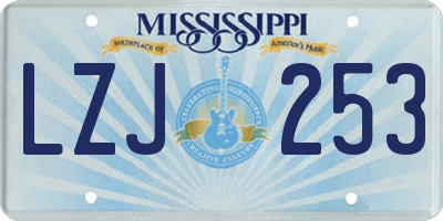 MS license plate LZJ253