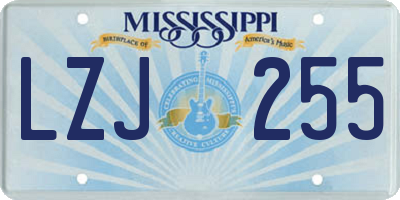 MS license plate LZJ255