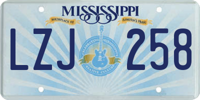 MS license plate LZJ258