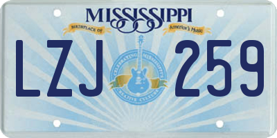 MS license plate LZJ259