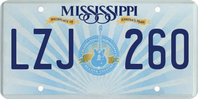 MS license plate LZJ260
