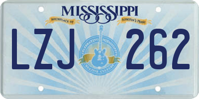 MS license plate LZJ262