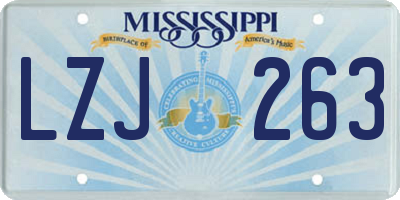 MS license plate LZJ263