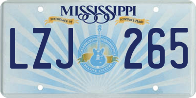 MS license plate LZJ265