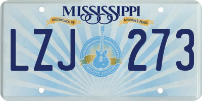 MS license plate LZJ273