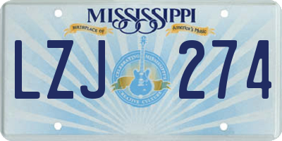 MS license plate LZJ274