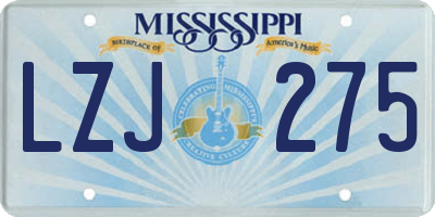MS license plate LZJ275