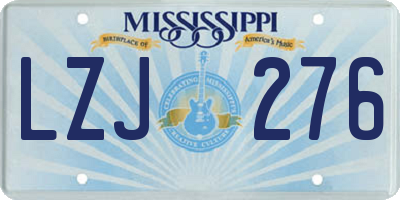 MS license plate LZJ276