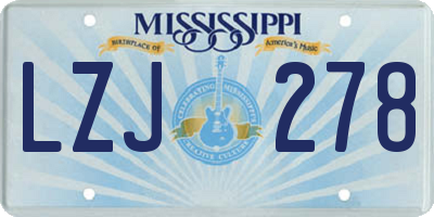 MS license plate LZJ278