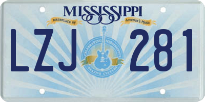 MS license plate LZJ281