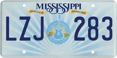 MS license plate LZJ283