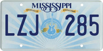 MS license plate LZJ285