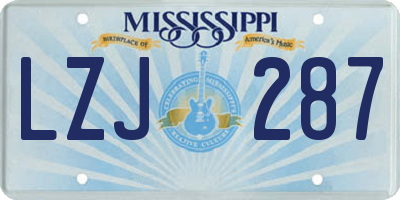 MS license plate LZJ287