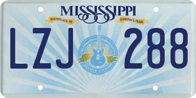 MS license plate LZJ288