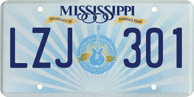 MS license plate LZJ301