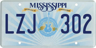 MS license plate LZJ302