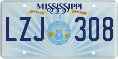MS license plate LZJ308