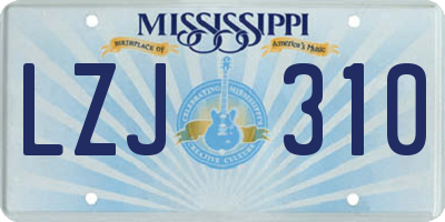 MS license plate LZJ310