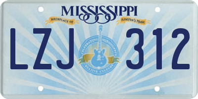 MS license plate LZJ312