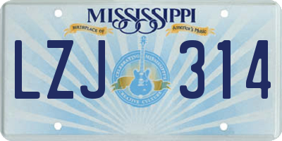 MS license plate LZJ314
