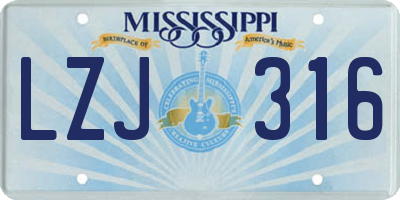 MS license plate LZJ316