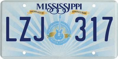 MS license plate LZJ317