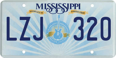 MS license plate LZJ320
