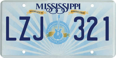 MS license plate LZJ321