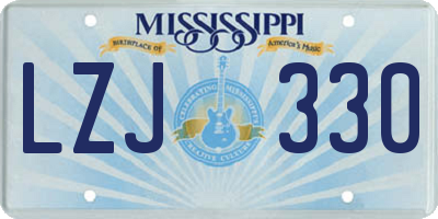 MS license plate LZJ330
