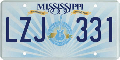 MS license plate LZJ331