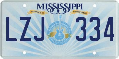 MS license plate LZJ334