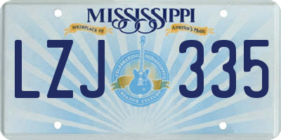 MS license plate LZJ335