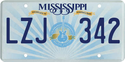 MS license plate LZJ342