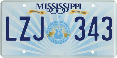 MS license plate LZJ343