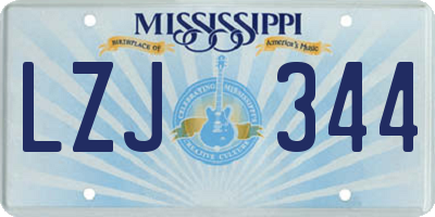 MS license plate LZJ344