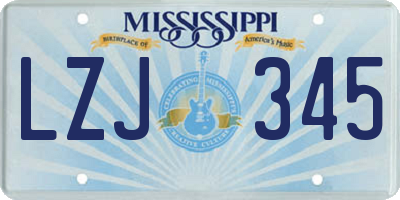 MS license plate LZJ345