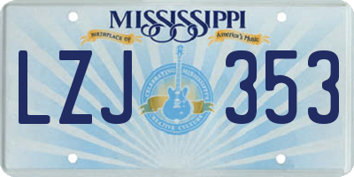 MS license plate LZJ353