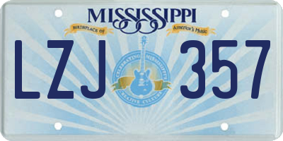 MS license plate LZJ357
