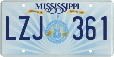MS license plate LZJ361