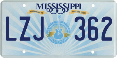 MS license plate LZJ362