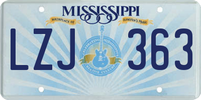 MS license plate LZJ363