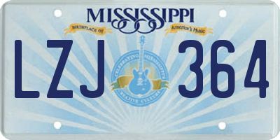 MS license plate LZJ364
