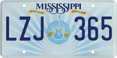 MS license plate LZJ365