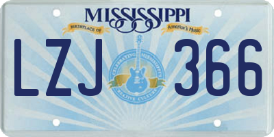 MS license plate LZJ366