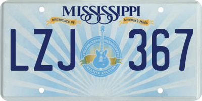 MS license plate LZJ367