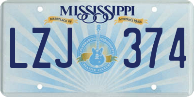 MS license plate LZJ374