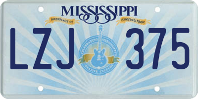 MS license plate LZJ375