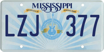 MS license plate LZJ377