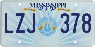 MS license plate LZJ378