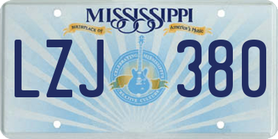 MS license plate LZJ380